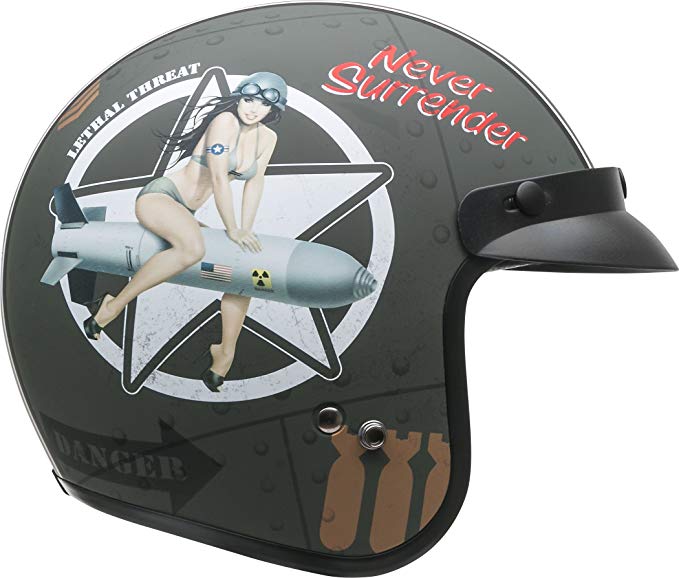 Vega Helmets Unisex-Adult Open Face Motorcycle Helmet (Bombs Away Graphic, X-Small)