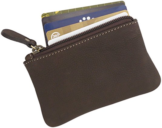 Leather Coin Purse Change Wallet Card Case Small Zip Bag For Men Women