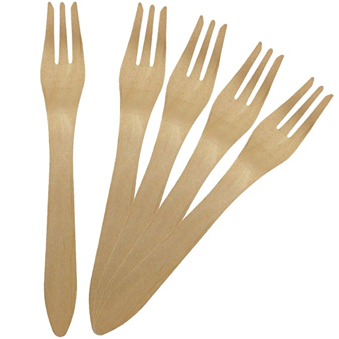 Birchware WDC-180-F 24-Piece Compostable Wooden Forks, 180mm or 7.5-Inch, Tan