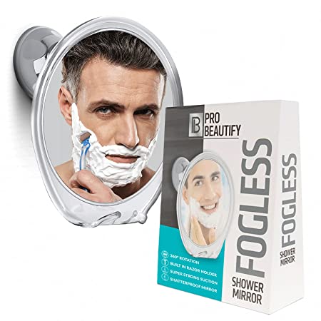 Fogless Shower Mirror With Razor Hook For Anti Fog Shaving, 360 Degree Rotating For Easy Mirrors Viewing, Strong Power Lock Suction Cup Designed Not To Fall, Enhance Your Shave Experience Now!