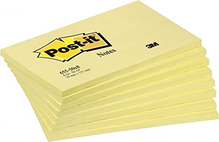 Post-it Notes Canary Yellow, Pack of 12 Pads, 100 Sheets per Pad, 76 mm x 127 mm, Yellow Color - Self-stick Notes For Note Taking, To Do Lists & Reminders