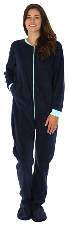 PajamaMania Women’s Adult Fleece Footed Onesie Pajama Jumpsuit