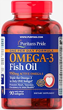 Puritan's Pride One Per Day Omega-3 Fish Oil 1360 mg (950 mg Active Omega-3)-90 Softgels