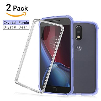 Moto G4 Case / Moto G4 Plus Case for 4th Generation , Shalwinn 2 PACK Crystal TPU Case for Motorola Moto G 4th Generation / Moto G4 Plus (Purple Clear)