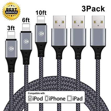 iPhone Charger, Nylon Braided Charging Cord to USB Cable Compatible iPhone X 8 8Plus 7 7Plus 6s 6sPlus 6 6Plus SE 5 5s 5c iPad iPod and More