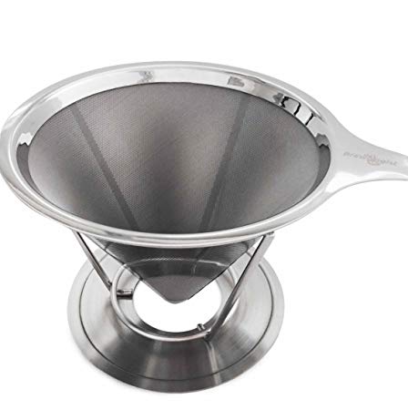 The Brewologist Pour Over Coffee Filter - Permanent, Reusable Stainless Steel Filter for the Best Coffee (Large)