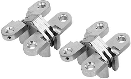 Ranbo (1 Pair) Hidden gate Hinge Stainless Steel Invisible Door Hinges Concealed Barrel Wooden Box Silver（2-3/4 inch)