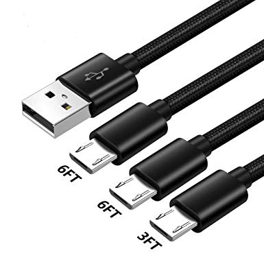 Charger Cord for Motorola Moto G5 G5S G4 E5 E4 C G Plus E6 E5/Play/Cruise /Supra HTC One M9/M8/M7/A9/x9/x10,Fast Charge Charging Wire,Micro USB Phone Power High Speed Data Cable 3FT 6FT 6FT 3Pack