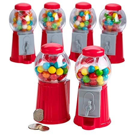 Kicko 5 Inch Gumball Machine - 6 Pieces Classic Candy Dispenser - Perfect for Birthdays, Kiddie Parties, Christmas, Novelties, Kitchen Dessert Buffet, Party Favor and Supplies