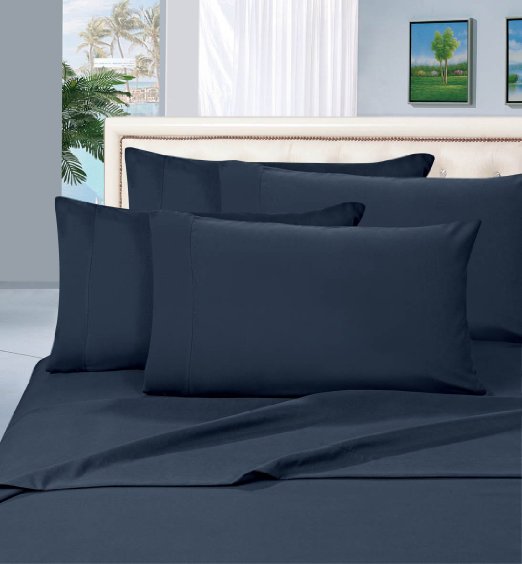 Elegant Comfort 2 Piece Luxurious Silky-Soft Pillowcases, Standard, Navy Blue