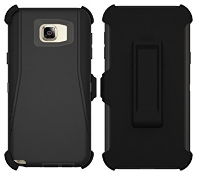 Galaxy Note 5 Case, ToughBox® [Armor Series] [Shock Proof] [Black] for Samsung Galaxy Note 5 Case [Built in Screen Protector] [Holster & Belt Clip] [Fits OtterBox Defender Series Belt Clip]