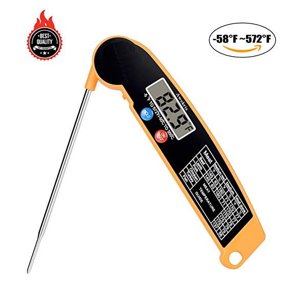 Meat Thermometer, Awekris Digital Cooking Thermometer Highly Accurate Instant Read Thermometer collapsible Candy Thermometer with Super Long Probe for Kitchen BBQ Grill Smoker Meat Fry Food Candy