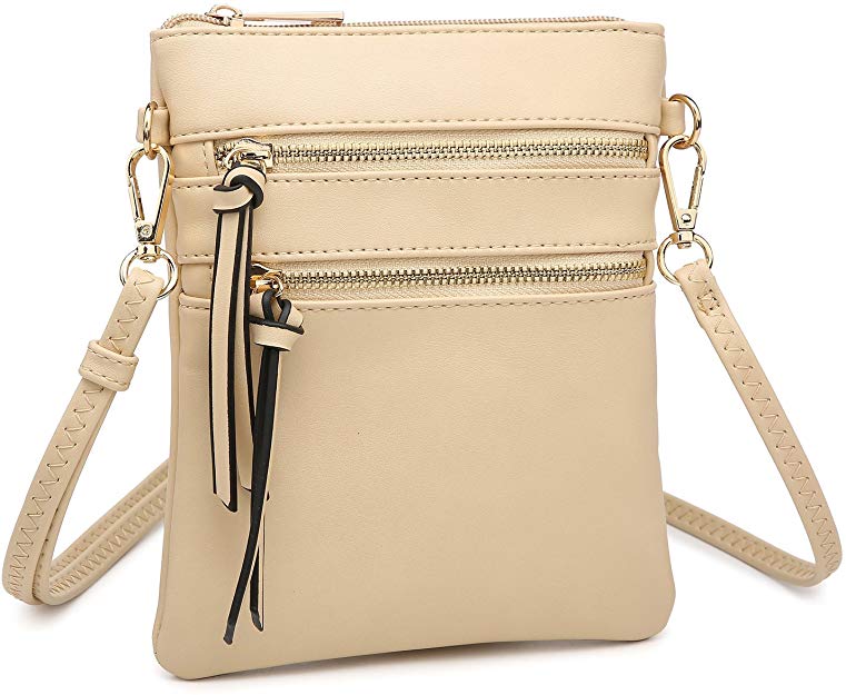 Dasein Women Functional Crossbody Purse Multi Pocket Over Shoulder Handbag Lightweight Small Pouch