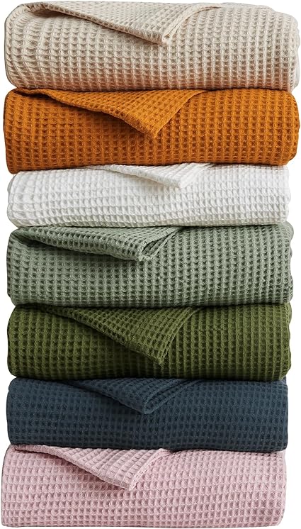 Vintage Comfort 100% Cotton Waffle Weave King Bed Blanket | Green Waffle Knit Blanket | Ultra-Soft, All Season Textured Blankets & Throws for Bed, Couch, or Chair (King, Sage)