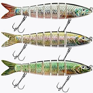 CharmYee Bass Fishing Lure Topwater Bass Lures Fishing Lures Multi Jointed Swimbait Lifelike Hard Bait Trout Perch