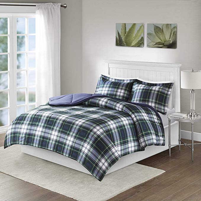 Comfort Classics Parkston Down Alternative Comforter Mini Set, Navy, Full/Queen(BASI10-0243)