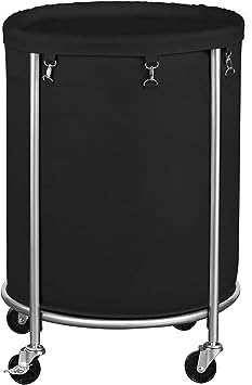 ELYKEN Laundry Hamper with Wheels, 170L Large Capacity Laundry Basket with Removable Liner Bag, Easy Rolling Clothes Organizer Cart with 4 Casters and 2 Brakes, Sturdy All Metal Frame, Black