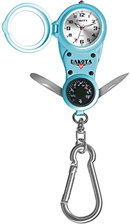 Dakota Knife File Multitool Carabiner Clip Watch -Magnifier, Thermometer, Fold Out Knife and Nail File