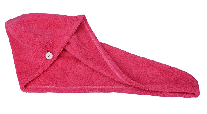 HOPESHINE Microfiber Ultra Absorbent Large Hair Towel Head Turban Bath Wrap Fast Drying Spa Wrap (Rose Red)