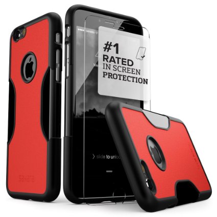 iPhone 6 Case, Fits iPhone 6s Black SaharaCase® Viper *Bonus Tempered Glass Screen Protector* [Slim Rugged Protection Kit] [Built-In Camera Hood] TPU Bumper PC Back (Black Red)