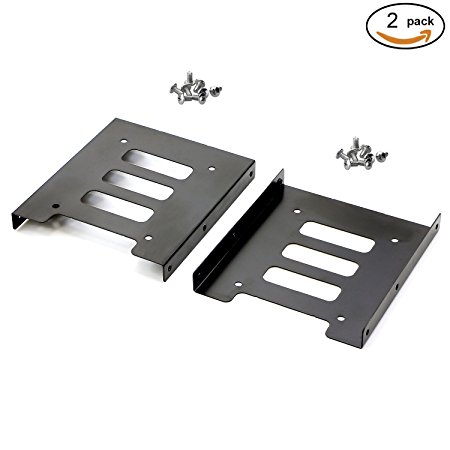 Pasow 2 Pack 2.5" to 3.5" SSD HDD Hard Disk Drive Bays Holder Metal Mounting Bracket Adapter for PC (Bracket)