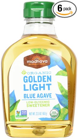Madhava Naturally Sweet Organic Blue Agave Low-Glycemic Sweetener, Golden Light, 23.5 Ounce (Pack of 6)