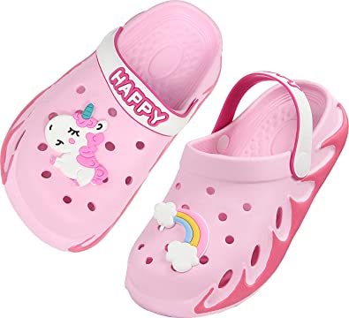 Weweya Kids Garden Clogs Outdoor Beach Water Shoes Cute Sandals with Cartoon Charms for Boys Girls Toddler