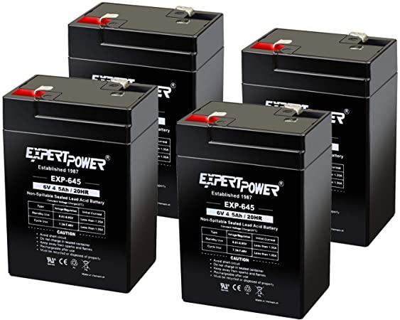 ExpertPower 6 Volt 4.5 Amp Rechargeable Battery (4 Pack)