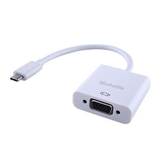 USB 3.1 Type-c (Usb-c) Techvilla Male  to VGA 1080p Hdtv Adapter (Dp Alt Mode) for the New Macbook 12 Inch (White)