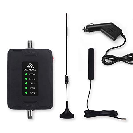 Cell Phone Signal Booster for Car, Truck, Vehicle Use, Multiple Band Repeater Kit for All Carriers Verizon AT&T 2G 3G 4G LTE Voice and Data (Band 2/4/5/12/13/17)