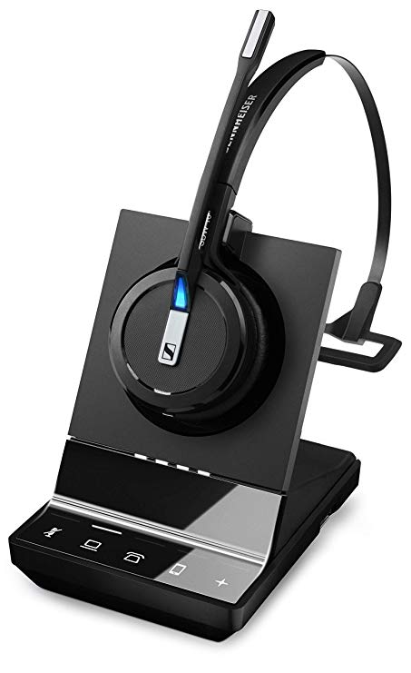 Sennheiser Enterprise Solution SDW 5015 Single-Sided Wireless DECT Super Wideband Headset for Desk Phone & Softphone/PC Connection Dual Microphone Ultra Noise Cancelling, Black
