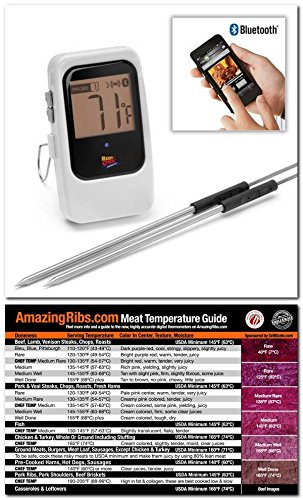 Maverick Et-735 White Bluetooth 4.0 Wireless Digital Cooking Thermometer, Monitors 4 Probes Simultaneously with Original Meathead Magnet