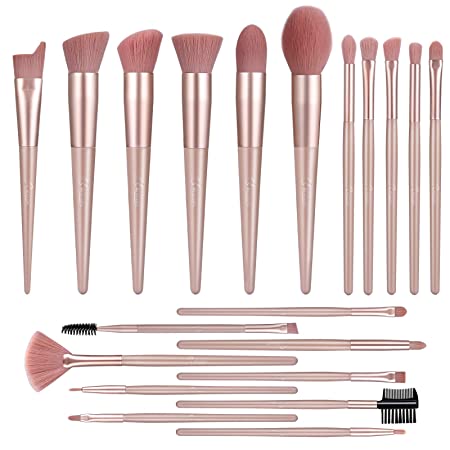 BESTOPE Makeup Brushes 20 PCs Makeup Brush Set Premium Synthetic Contour Concealers Foundation Powder Eye Shadows Makeup Brushes with Pink Conical Handle