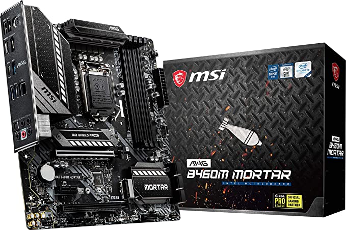 MSI MAG B460M Mortar Gaming Motherboard (mATX, 10th Gen Intel Core, LGA 1200 Socket, DDR4, CFX, Dual M.2 Slots, USB 3.2 Gen 1, 2.5G LAN, DP/HDMI)