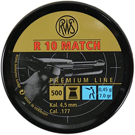 RWS R10 Match Plus Premium Line .177 Caliber Pellet Gun Pellets (100 Count/5 boxes)