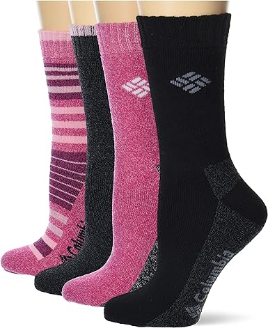 Columbia Womens Mid-calf Moisture Control Ribbed Crew 4-pack Socks