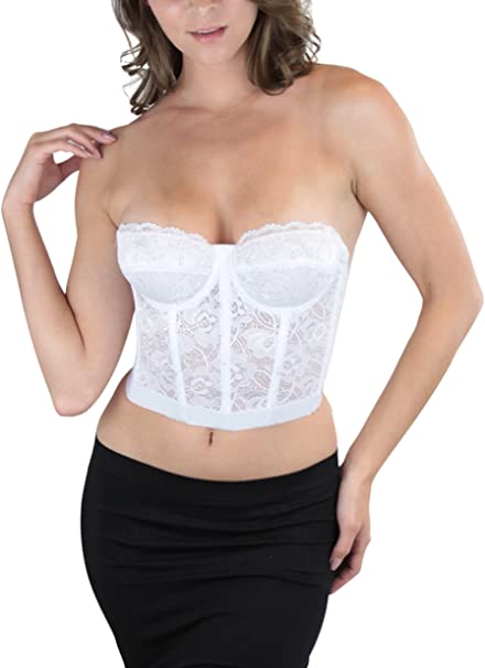 ToBeInStyle Women's Low-Back Shaping Floral Lace Bustier