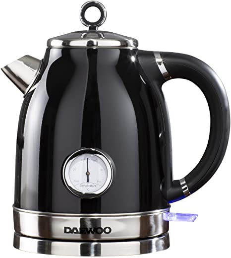 Kingsbury Stainless Steel Kettle | Ideal for Any Home Kitchen | 1.7L Capacity | Automatic & Manual Shut Off | Indicator Light | Boil Dry Protection | Removable Filter - Black