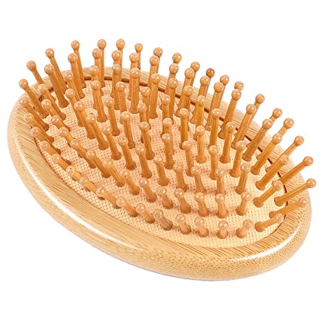 Wooden Massage Comb,Bamboo Scalp Massager Wooden Hair Brush Scalp Brush without Handle Round Portable Bamboo Comb Anti-Static Air Cushion Brush Comb Mini Hairbrush for Women Men