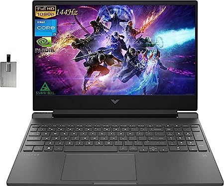 HP 2022 Victus 15.6" FHD 144Hz Gaming Laptop, Intel 12th Core i5-12450H, 32GB RAM, 1TB PCIe SSD, NVIDIA GeForce GTX 1650 Graphics, Backlit Keyboard, Win 11 Pro, Mica Silver, 32GB Snowbell USB Card