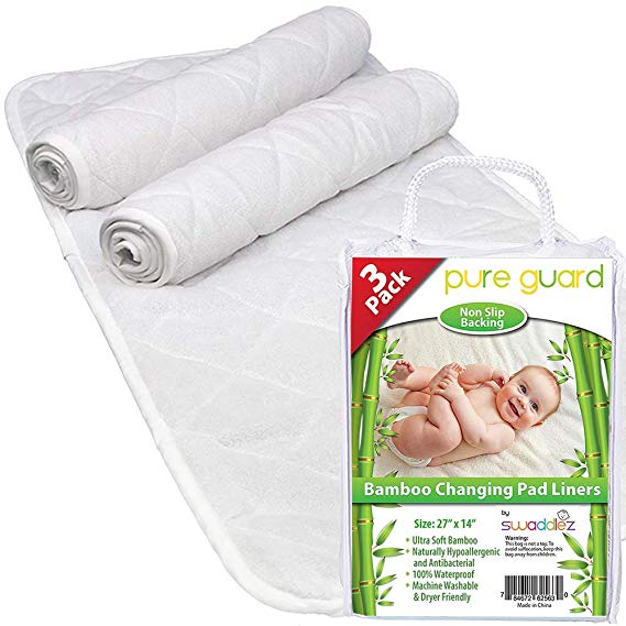 Changing Pad Liners (3 Pack) - EXTRA LARGE 27" X 14" - Baby Diaper Changing Table Leaks & Messes Protection