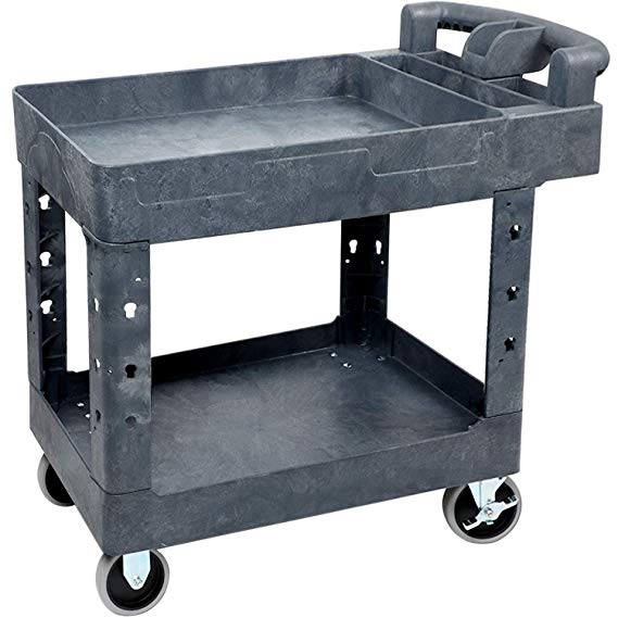 Pipishell Service Cart 32 x 18 Inch Shelves Utility Cart with Wheels, High Capacity Support 500lbs - Works on All Surfaces Easy to Move - Great for Warehouse, Garage, Cleaning and More