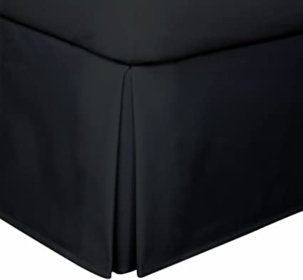 Crescent Bedding Pleated Bed Skirt Easy Care, Quadruple Pleated Design, Fabric Base Allows for Natural Draping, 15" Fall Covers Legs and Bed Frame (Queen, Black)