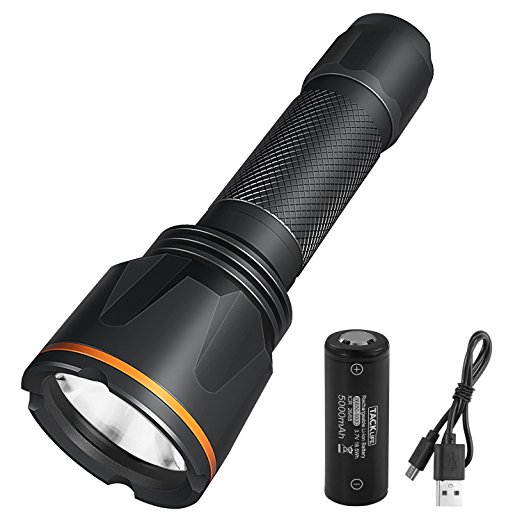 TACKLIFE LED Flashlight, LFL3A Rechargeable Ultra Bright Handheld Flashligh, 1300 Lumens with 6 Modes; Power Indicator, IP 68 Water Resistant, 5000mAh Lithium Battery for Camping, Hiking, ect