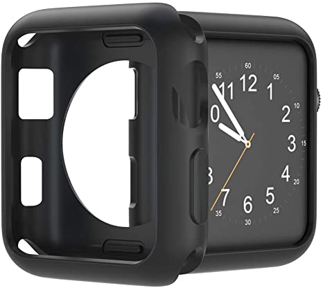 U191U Compatible with Apple Watch Case 38mm 42mm 40mm 44mm, Soft TPU Protective Bumper Cover for iwatch Series 5 4 3 2 Case (Black, 44mm)