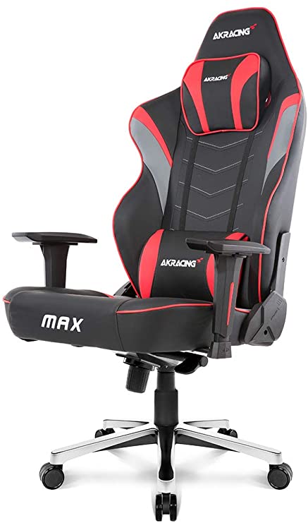 AKRacing Masters Series Max Gaming Chair with Wide Flat Seat, 400 Lbs Weight Limit, Rocker and Seat Height Adjustment Mechanisms-Red - Standard Edition