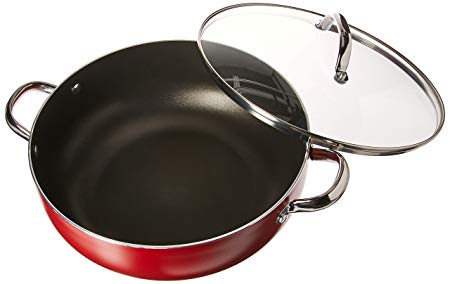 Farberware Buena Cocina Aluminum Nonstick Covered Caldero/Casserole, 6.5-Quart, Red