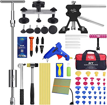 PDR Auto Paintless Dent Repair Kits, Car Dent Puller Kit with Bridge Dent Puller Kit, Full Set Dent Remover Tools for Door Dings, Hail Damages and All Kinds of Car Dents