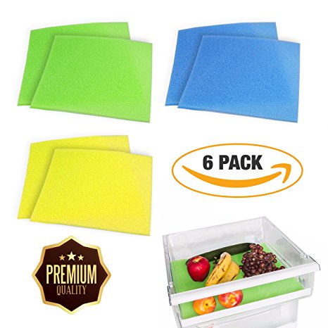 Produce Life Extender Liner Pack Of 6 By Ishode: Fruit And Vegetable Preserver For Refrigerator Drawers And Shelves, Keeps Veggies Fresh And Healthy, Prevents Food Spoilage And Mildew