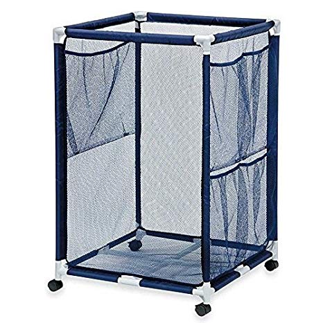 Essentially Yours Pool Floats, Toys, Balls and Equipment Mesh Rolling Organizer Storage Bin, Large, Blue